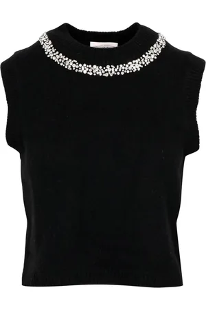 SEMICOUTURE Strik, Dame, Sort, S, Uld, Sort uld-cashmere bluse