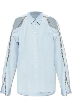 Stella McCartney Bluser & Skjorter, Dame, Blå, XS, Bomuld, Skjorte med karakteristisk kæde
