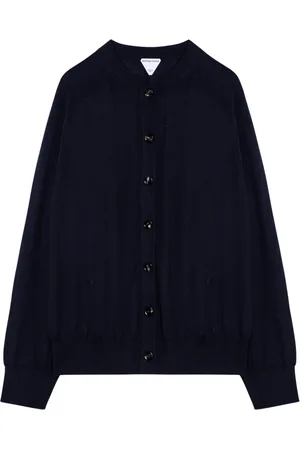 Bottega Veneta Strik, Dame, Blå, XS, Cashmere, Kort Cardigan Sweater