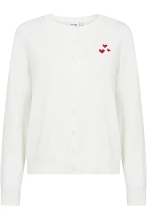 Saint Tropez Strik, Dame, Hvid, 2XL, Valentinasz Cardigan med Broderet Detalje