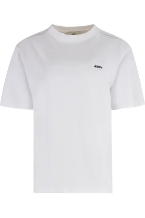 Autry Top, Dame, Hvid, XS, Bomuld, Bomuld T-shirt med Kontrastfarvet Logo