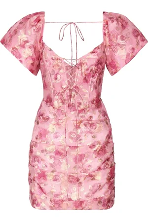 For Love & Lemons Kjole, Dame, Lyserød, L, Uld, Lyserøde kjoler med frontlukning