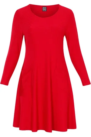 Pont Neuf Kjole, Dame, Rød, 2XL, Flared Kitty-Mie Kjole med Lommer