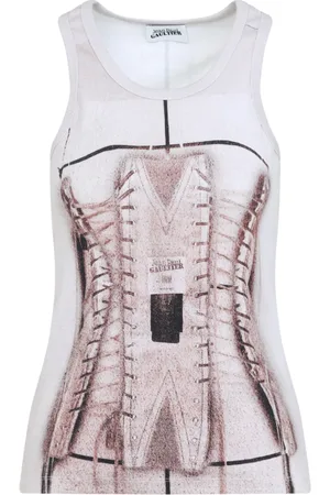 Jean Paul Gaultier Top, Dame, Flerfarvet, S, Bomuld, Neutral Topwear Elegance Ss25
