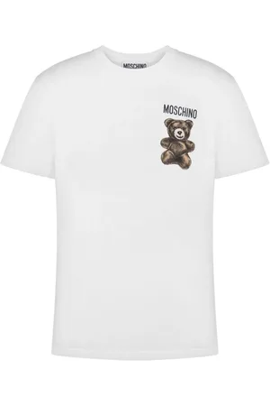 Moschino Top, Herre, Hvid, L, Bomuld, Hvid Teddy Bear Crew Neck T-shirt