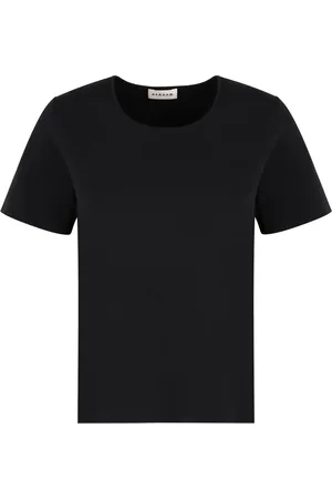 P.A.R.O.S.H. Top, Dame, Sort, M, Uld, Ribstrikket T-shirt