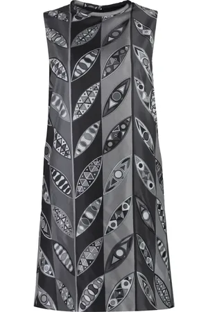 Emilio Pucci Kjole, Dame, Grå, XS, Silkekjole med Girandole Print