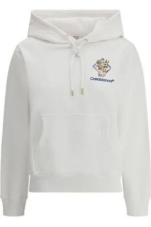 Casablanca Sweathshirts & Hoodies, Dame, Hvid, L, Bomuld, Broderet Monogram Hættetrøje med Kængurulomme
