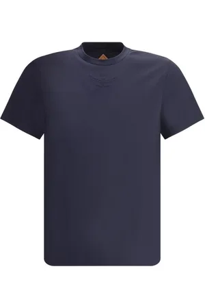 MCM Top, Herre, Blå, S, Bomuld, Ikonisk Logo Bomuld T-shirt med Crew Neck