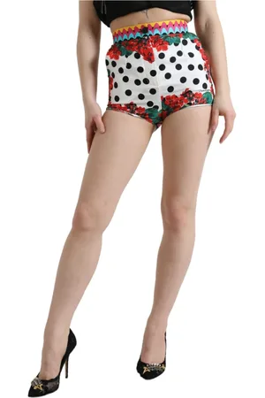 Dolce & Gabbana Shorts, Dame, Flerfarvet, M, Højtaljede Multifarvede Silke Hotpants