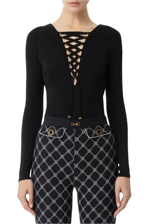 Elisabetta Franchi Top, Dame, Sort, L, Sort Top med Stil