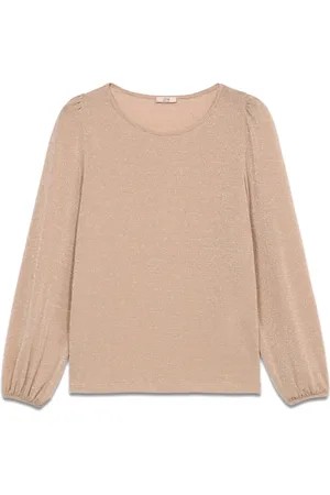 Oltre Bluser & Skjorter, Dame, Gul, XL, Lurex T-shirt med lange ærmer