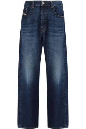 Diesel Jeans, Herre, Blå, W36, Bomuld, Klassiske bomuldsjeans med læderpatch