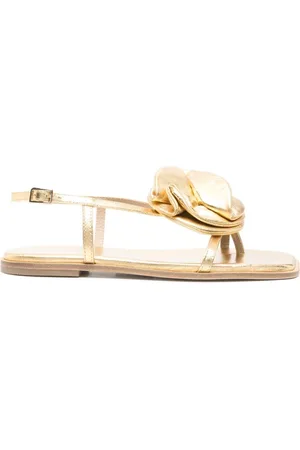 vic matiè Sko, Dame, Gul, 37 EU, Uld, Gyldne Blomst Flade Sandaler