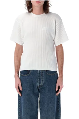 MAGLIANO Top, Herre, Hvid, M, Bomuld, Hvid Waffle Tee Ribbet Crewneck Korte Ærmer