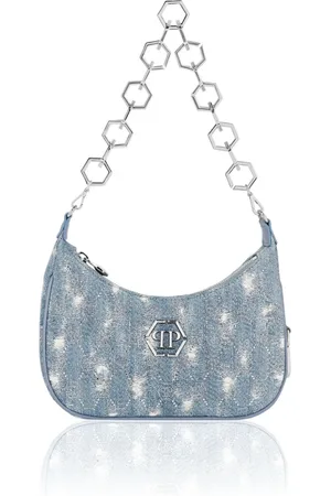 Philipp Plein Taske, Dame, Blå, ONE SIZE, Uld, Stilfuld skuldertaske med unikt design