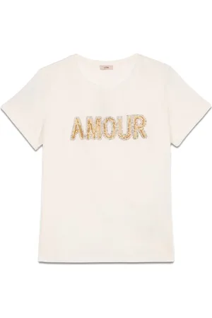 Oltre Top, Dame, Hvid, 2XL, Bomuld, T-shirt med smykkepatch