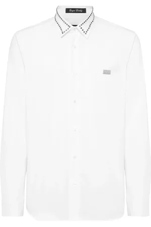 Philipp Plein Skjorte, Herre, Hvid, M, Uld, Stilfuld skjorte med unikt design