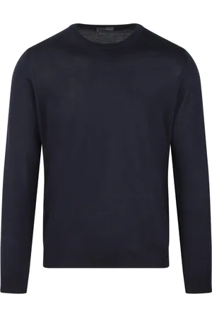 DRUMOHR Strik, Herre, Blå, S, Uld, Merino Uld Rundhals Sweater