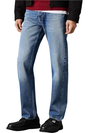 Calvin Klein Jeans, Herre, Blå, W36, Denim, Stonewash Straight Leg Denim Jeans