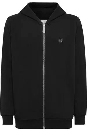 Philipp Plein Sweathshirts & Hoodies, Herre, Sort, 2XL, Uld, Stilfuld hættetrøje med unikt design