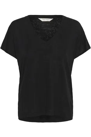 Part Two Top, Dame, Sort, 2XL, Bomuld, Sort V-hals T-shirt