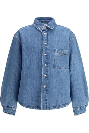Jacquemus Skjorte, Herre, Blå, L, Denim, Denim Skjortejakke med Monogramlomme
