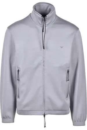 Emporio Armani Jakke, Herre, Grå, S, Uld, Stilfuldt Sweatshirt med Strækbart Stof