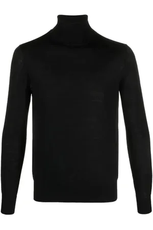 BALLANTYNE Strik, Herre, Sort, M, Uld, Sort T-Hals Pullover Sweater