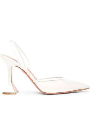 Amina Muaddi Sko, Dame, Hvid, 36 EU, Hvide Slingback Pumps