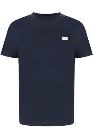 Dolce & Gabbana Top, Herre, Blå, XL, Bomuld, Oversize Bomuld T-shirt med Metal Monogram