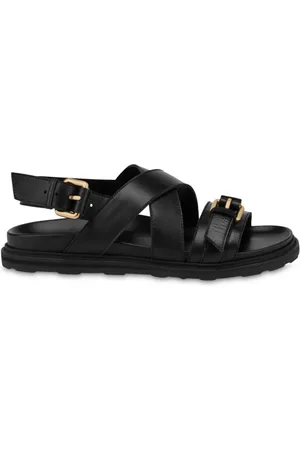 Moschino Sko, Herre, Sort, 40 EU, Læder, Sort Læder Spænde Detalje Sandaler