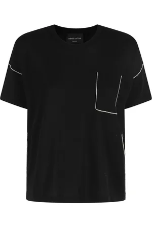 Roberto Collina Top, Dame, Sort, S, Kontrast Crew Neck Sweater