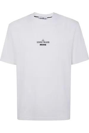 Stone Island Top, Herre, Hvid, M, Bomuld, Afslappet Bomuld T-shirt