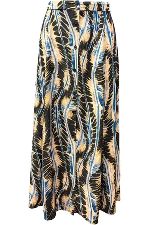 ULLA JOHNSON Nederdel, Dame, Flerfarvet, M, Flowing Silk Midi Nederdel Knap foran