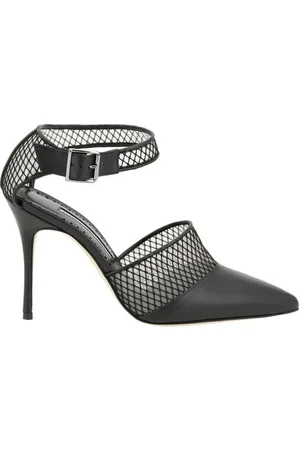 Manolo Blahnik Sko, Dame, Sort, 39 EU, Læder, Mesh Design Stiletto Heel Pumps