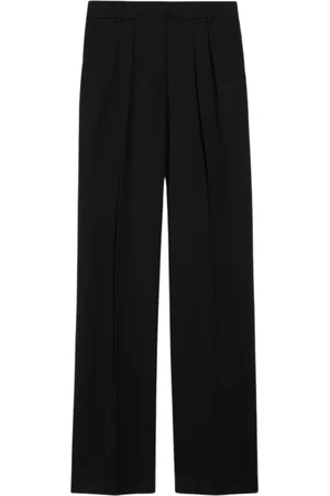 Sportmax Bukser, Dame, Sort, S, Uld, Wide-fit sorte uldbukser