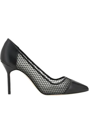 Manolo Blahnik Sko, Dame, Sort, 37 EU, Læder, Elegant Læderpumps med Meshdetaljer