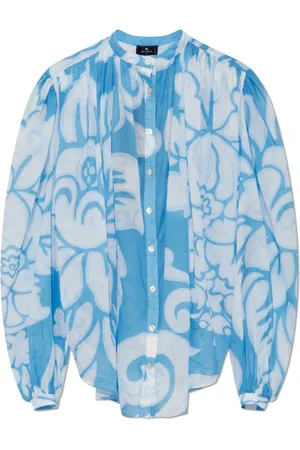 Etro Bluser & Skjorter, Dame, Blå, XS, Bomuld, Mønstret Skjorte