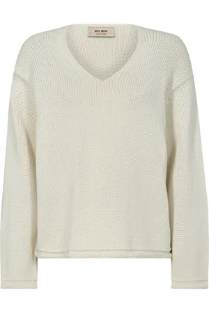 Mos Mosh Strik, Dame, , XS, Bomuld, V-Neck Strik Trøje Ecru