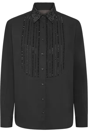 Philipp Plein Bluser & Skjorter, Dame, Sort, L, Uld, Stilfuld skjorte med unikt design