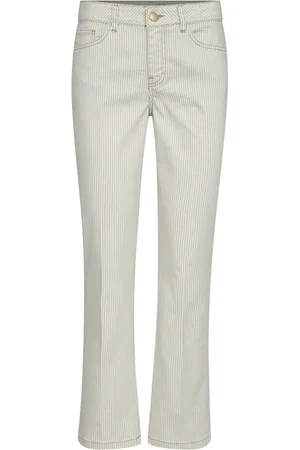 Mos Mosh Jeans, Dame, Hvid, W29, Bomuld, Stribede Pinstripe Bukser i Sesam