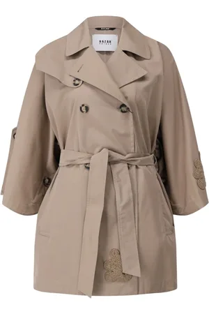 Bazar Deluxe Frakke, Dame, Grå, S, Uld, Perlebroderet Batwing Trenchcoat
