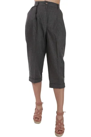 Dolce & Gabbana Bukser, Dame, Grå, XL, Uld, Elegant grå uld og kasjmir plisserede bukser
