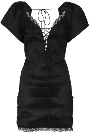 For Love & Lemons Kjole, Dame, Sort, L, Uld, Sorte kjoler med funktionel skulder