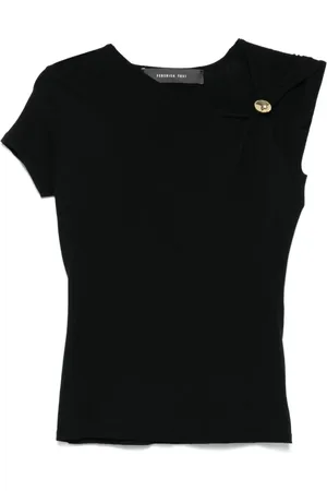 FEDERICA TOSI Top, Dame, Sort, S, Sort Top med Broche