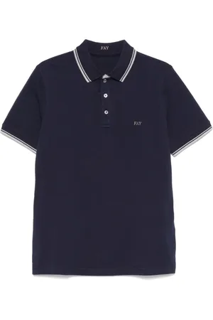 FAY Top, Herre, Blå, L, Bomuld, Sort T-shirt og Polo