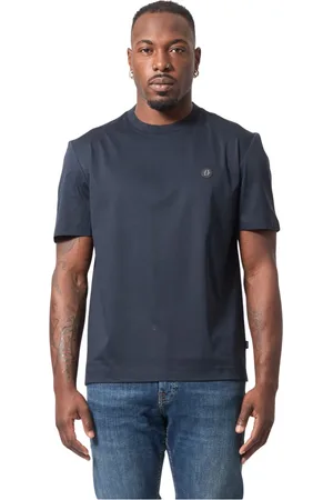 HUGO BOSS Top, Herre, Blå, 6XL, Bomuld, Blå T-shirt med Double B Monogram