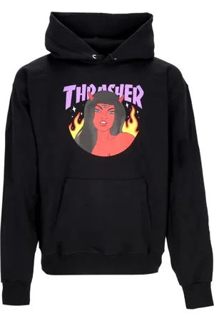 Thrasher Sweathshirts & Hoodies, Herre, Sort, M, Bomuld, Sort hættetrøje med kængurulomme