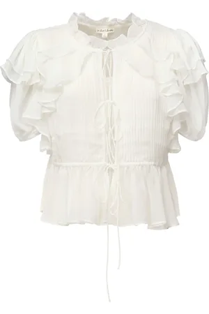 For Love & Lemons Bluser & Skjorter, Dame, Hvid, L, Polyester, Ethereal Ruffle Cream Blouse